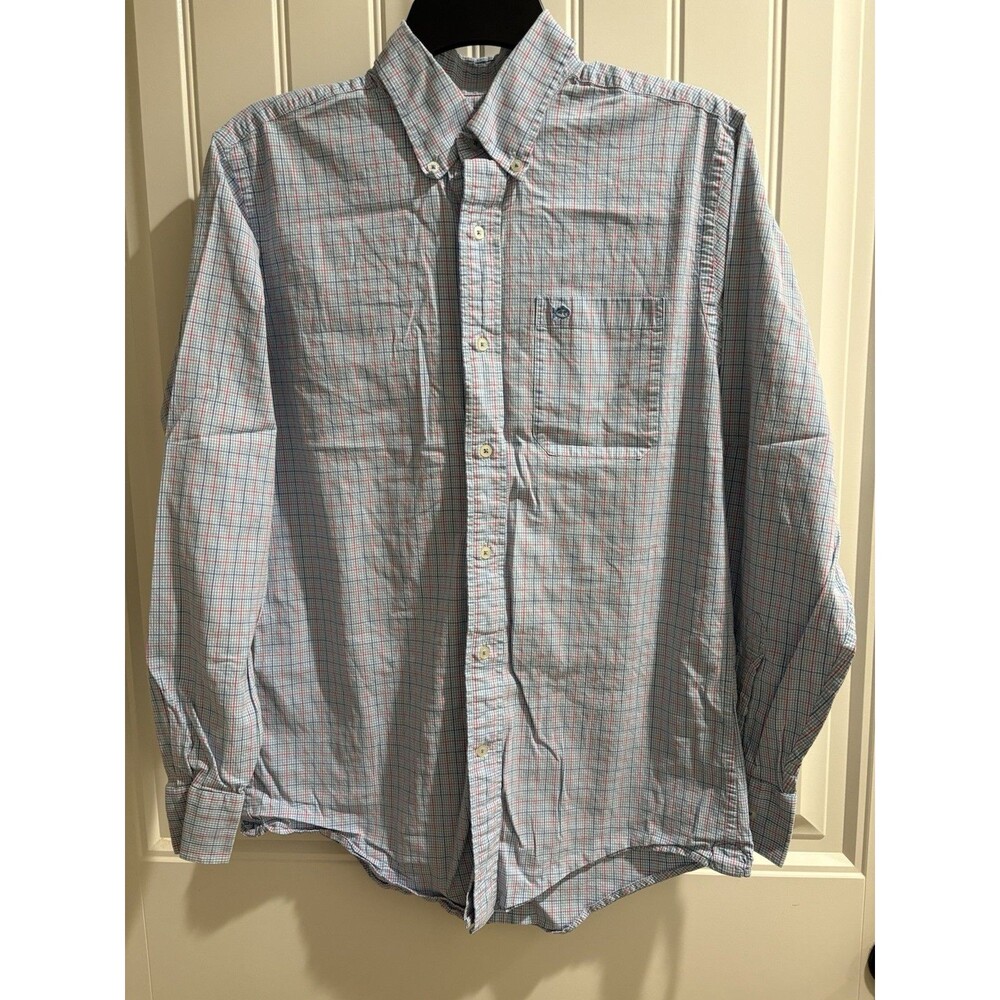 Southern Tide Button Down Checkered Blue Pink White Men’s Medium